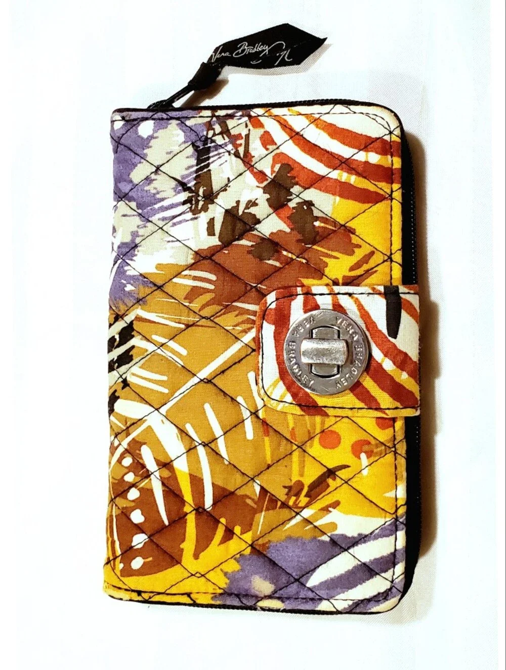 Vera Bradley Turnlock Walletin retired Painted Feathers